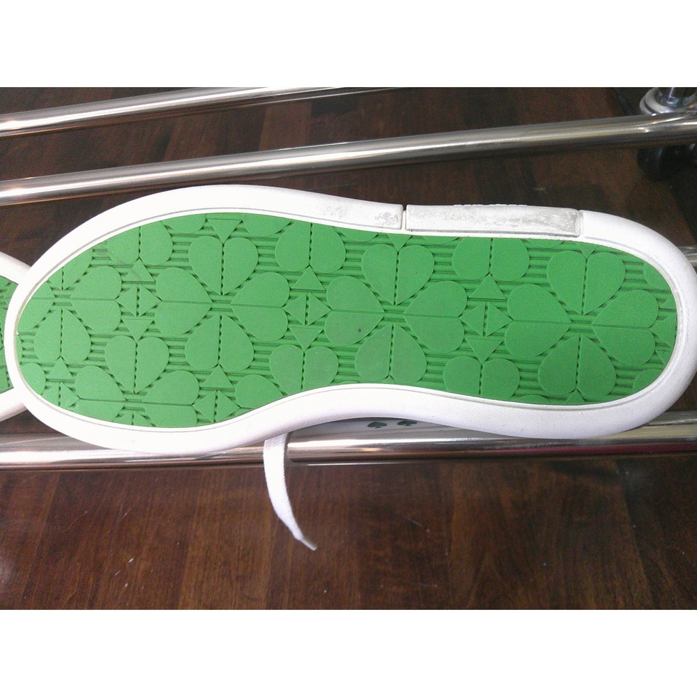 Kate Spade Lift Sneakers Womens 7.5 White Green Leather Floral Excellent K6254 - Picture 5 of 13